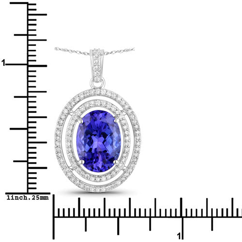 4.90 Carat Genuine Tanzanite and White Diamond 14K White Gold Pendant by Bids.com