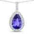 3.13 Carat Genuine Tanzanite and White Diamond 14K White Gold Pendant by Bids.com