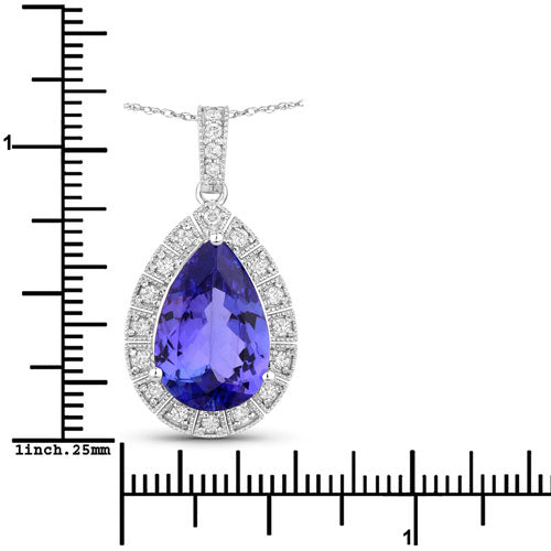 3.13 Carat Genuine Tanzanite and White Diamond 14K White Gold Pendant by Bids.com