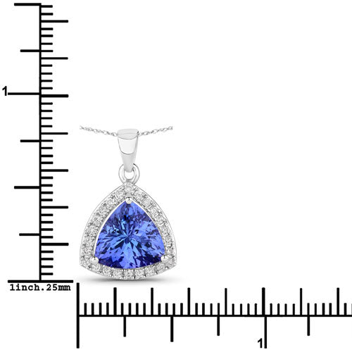 3.11 Carat Genuine Tanzanite and White Diamond 14K White Gold Pendant by Bids.com