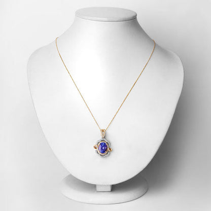 4.61 Carat Genuine Tanzanite and White Diamond 14K White Gold(Two-Tone) Pendant by Bids.com