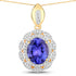 4.13 Carat Genuine Tanzanite and White Diamond 14K Yellow Gold Pendant by Bids.com