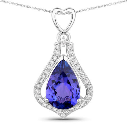 3.30 Carat Genuine Tanzanite and White Diamond 14K White Gold Pendant by Bids.com
