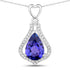 3.30 Carat Genuine Tanzanite and White Diamond 14K White Gold Pendant by Bids.com