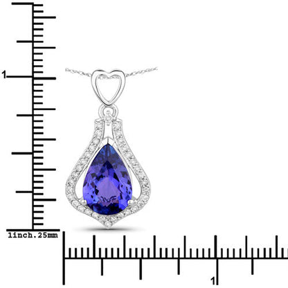 3.30 Carat Genuine Tanzanite and White Diamond 14K White Gold Pendant by Bids.com
