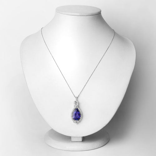 7.11 Carat Genuine Tanzanite and White Diamond 14K White Gold Pendant by Bids.com