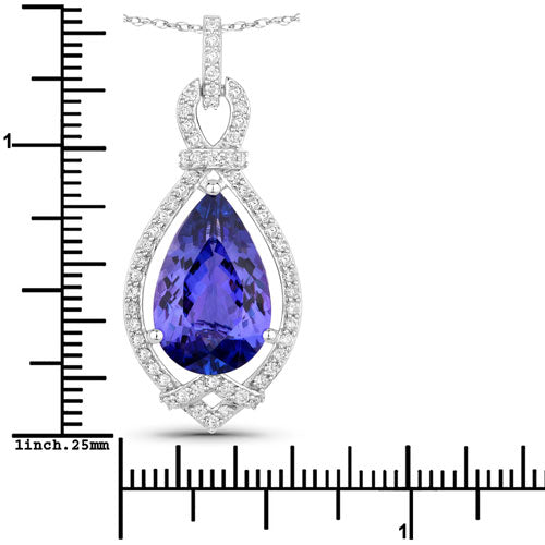 7.11 Carat Genuine Tanzanite and White Diamond 14K White Gold Pendant by Bids.com