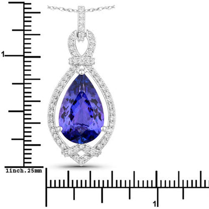 7.11 Carat Genuine Tanzanite and White Diamond 14K White Gold Pendant by Bids.com