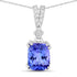2.41 Carat Genuine Tanzanite and White Diamond 14K White Gold Pendant  DestGlow