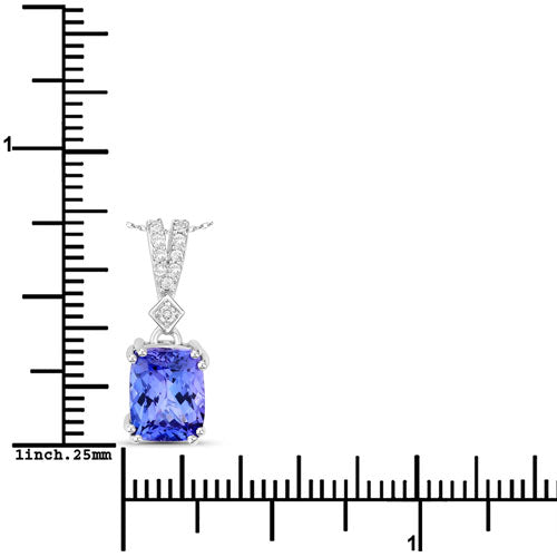 2.41 Carat Genuine Tanzanite and White Diamond 14K White Gold Pendant  DestGlow