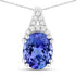 2.10 Carat Genuine Tanzanite and White Diamond 14K White Gold Pendant  DestGlow