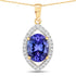 2.38 Carat Genuine Tanzanite and White Diamond 14K Yellow Gold Pendant  DestGlow