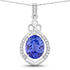 3.02 Carat Genuine Tanzanite and White Diamond 14K White Gold Pendant  DestGlow