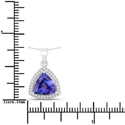 2.78 Carat Genuine Tanzanite and White Diamond 14K White Gold Pendant  DestGlow