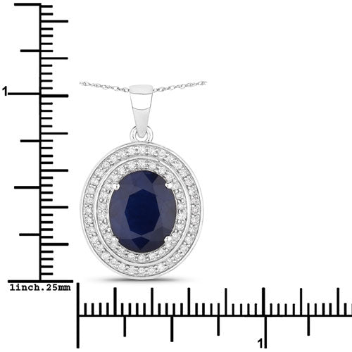 4.82 Carat Genuine Blue Sapphire and White Diamond 14K White Gold Pendant by Bids.com
