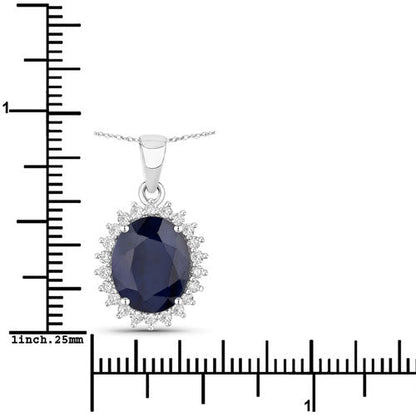 4.63 Carat Genuine Blue Sapphire and White Diamond 14K White Gold Pendant by Bids.com