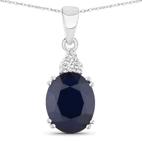 4.41 Carat Genuine Blue Sapphire and White Diamond 14K White Gold Pendant by Bids.com
