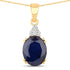 4.41 Carat Genuine Blue Sapphire and White Diamond 14K Yellow Gold Pendant by Bids.com