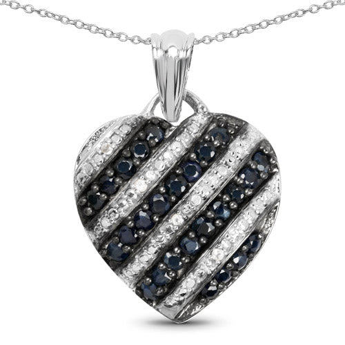1.55 Carat Genuine Blue Sapphire and White Topaz .925 Sterling Silver Pendant by Bids.com