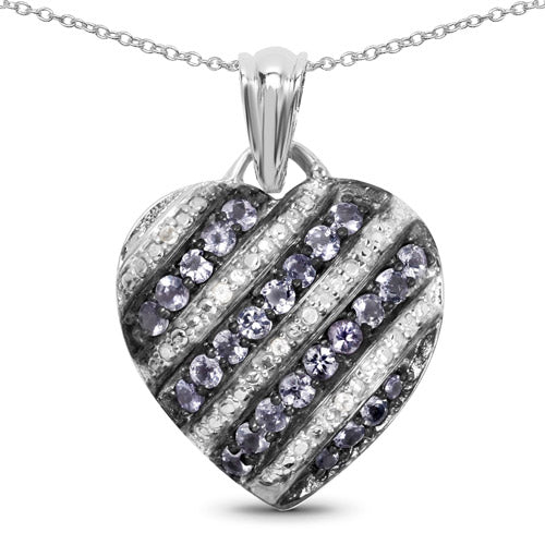 1.30 Carat Genuine Tanzanite and White Topaz .925 Sterling Silver Pendant by Bids.com
