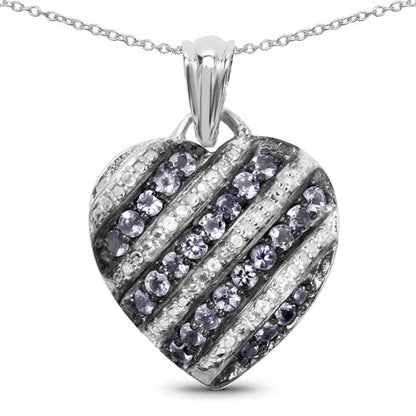 1.30 Carat Genuine Tanzanite and White Topaz .925 Sterling Silver Pendant by Bids.com