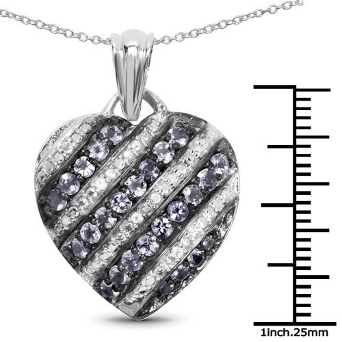 1.30 Carat Genuine Tanzanite and White Topaz .925 Sterling Silver Pendant by Bids.com