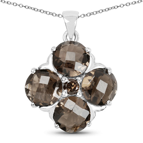 7.03 Carat Genuine Smoky Quartz .925 Sterling Silver Pendant  DestGlow