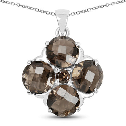 7.03 Carat Genuine Smoky Quartz .925 Sterling Silver Pendant  DestGlow