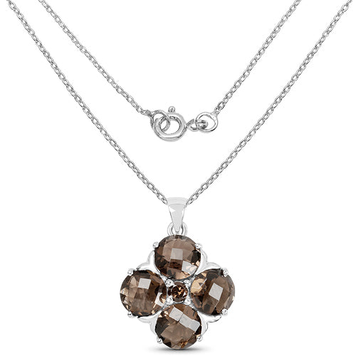 7.03 Carat Genuine Smoky Quartz .925 Sterling Silver Pendant  DestGlow