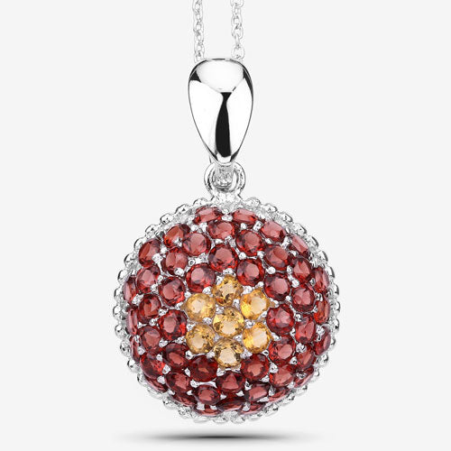 4.57 Carat Genuine Citrine and Garnet .925 Sterling Silver Pendant by Bids.com