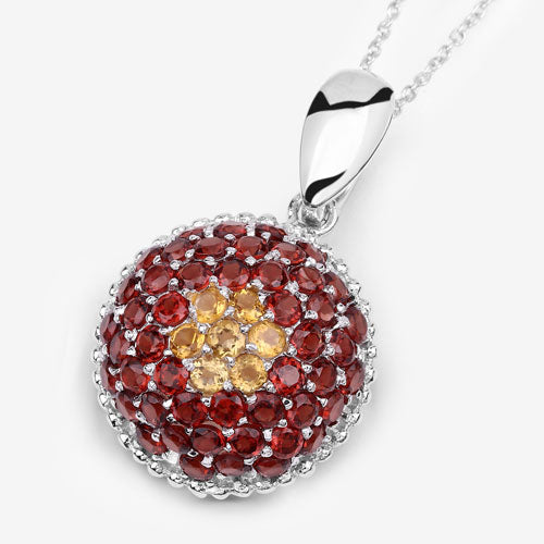 4.57 Carat Genuine Citrine and Garnet .925 Sterling Silver Pendant by Bids.com