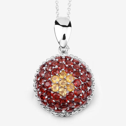4.57 Carat Genuine Citrine and Garnet .925 Sterling Silver Pendant by Bids.com