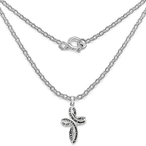 0.49 Carat Genuine Black Diamond .925 Sterling Silver Pendant  DestGlow