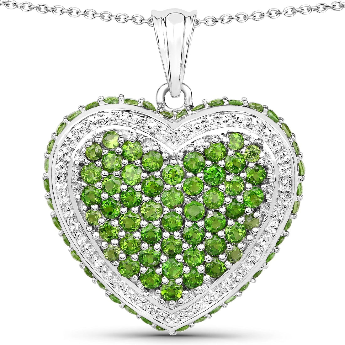 4.62 Carat Genuine Chrome Diopside .925 Sterling Silver Pendant 