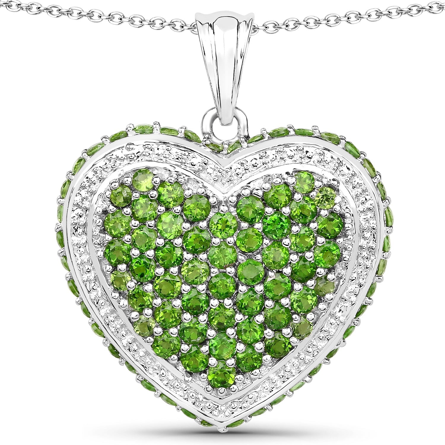 4.62 Carat Genuine Chrome Diopside .925 Sterling Silver Pendant 