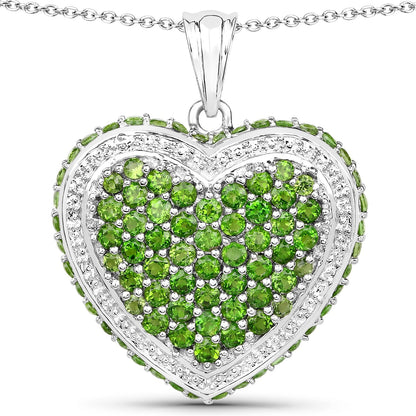 4.62 Carat Genuine Chrome Diopside .925 Sterling Silver Pendant 