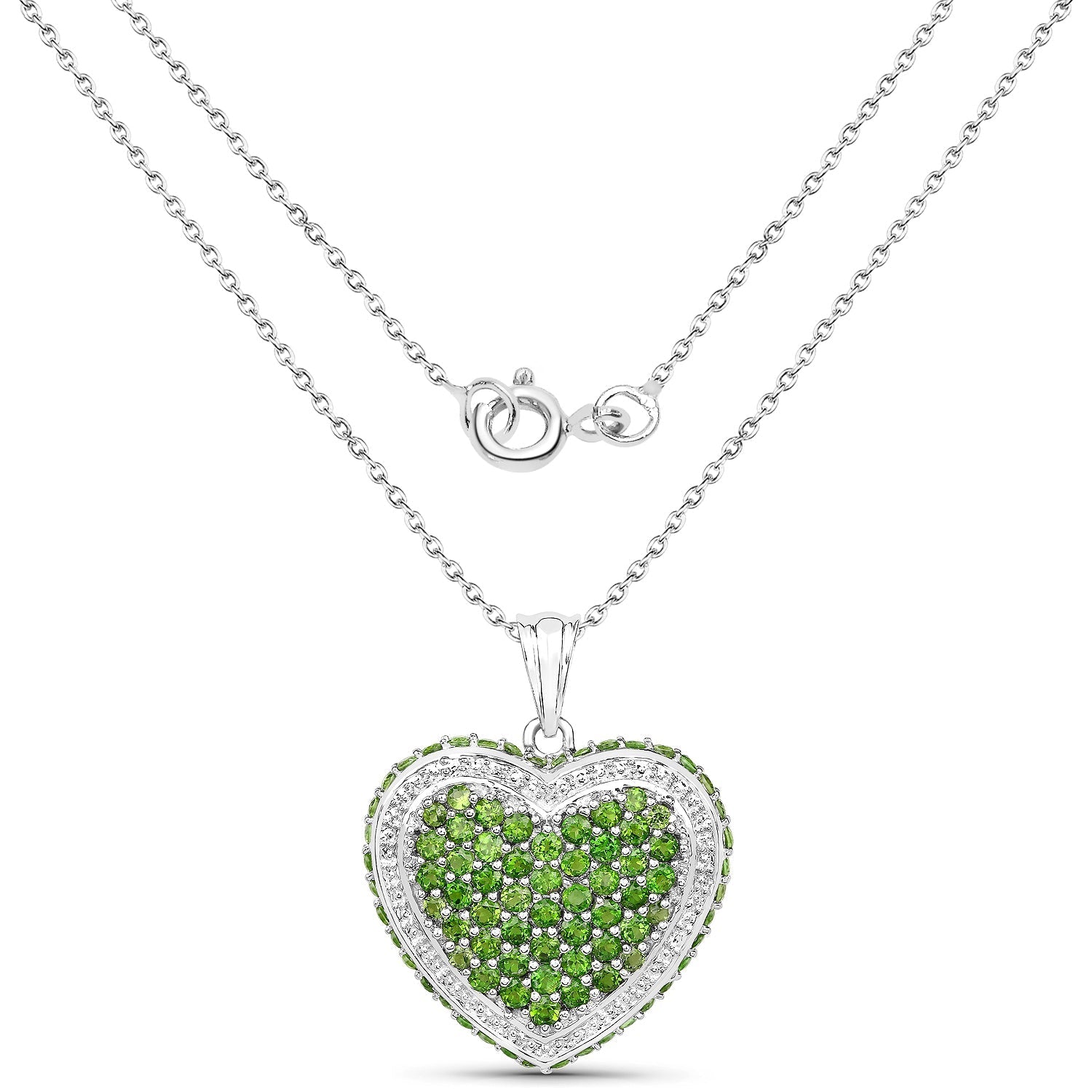 4.62 Carat Genuine Chrome Diopside .925 Sterling Silver Pendant 