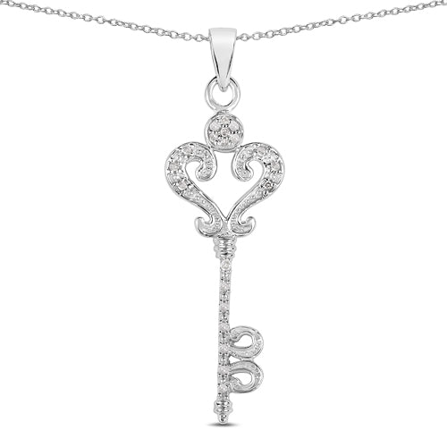 0.10 Carat Genuine White Diamond .925 Sterling Silver Pendant  DestGlow