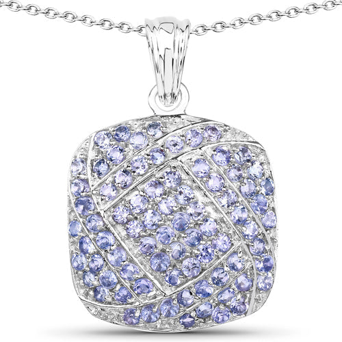 2.73 Carat Genuine Tanzanite .925 Sterling Silver Pendant  DestGlow