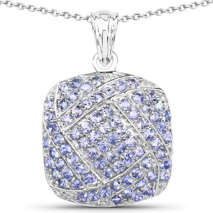2.73 Carat Genuine Tanzanite .925 Sterling Silver Pendant  DestGlow