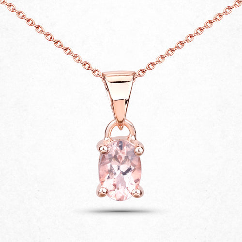 18K Rose Gold Plated 0.70 Carat Genuine Morganite .925 Sterling Silver Pendant  DestGlow