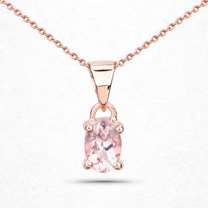 18K Rose Gold Plated 0.70 Carat Genuine Morganite .925 Sterling Silver Pendant  DestGlow