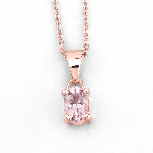 18K Rose Gold Plated 0.70 Carat Genuine Morganite .925 Sterling Silver Pendant  DestGlow