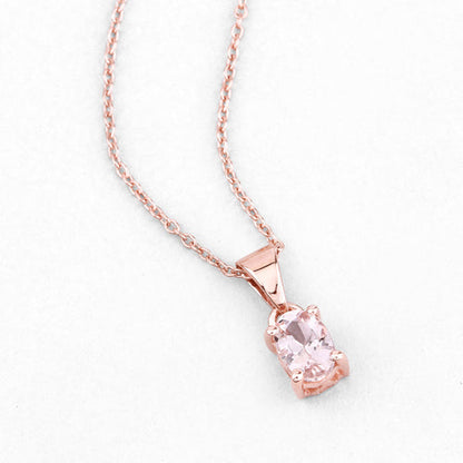 18K Rose Gold Plated 0.70 Carat Genuine Morganite .925 Sterling Silver Pendant  DestGlow