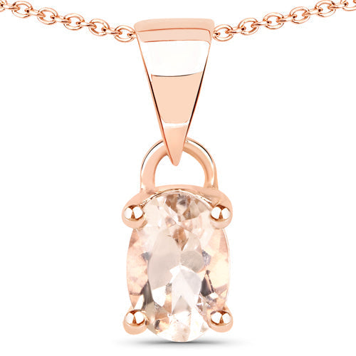 18K Rose Gold Plated 0.70 Carat Genuine Morganite .925 Sterling Silver Pendant  DestGlow