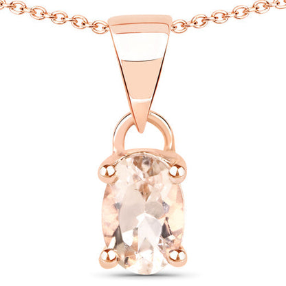 18K Rose Gold Plated 0.70 Carat Genuine Morganite .925 Sterling Silver Pendant  DestGlow