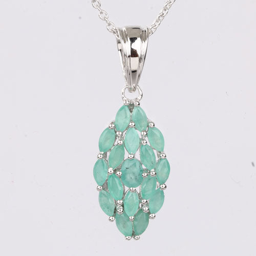 1.26 Carat Genuine Emerald .925 Sterling Silver Pendant  DestGlow