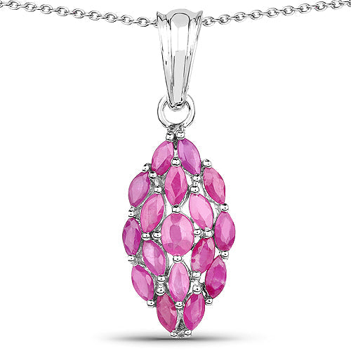 1.66 Carat Genuine Ruby .925 Sterling Silver Pendant  DestGlow