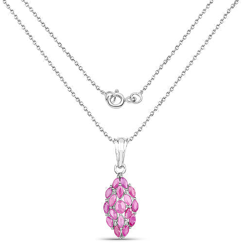 1.66 Carat Genuine Ruby .925 Sterling Silver Pendant  DestGlow
