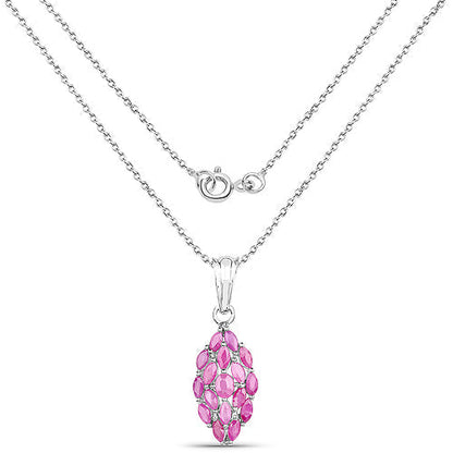 1.66 Carat Genuine Ruby .925 Sterling Silver Pendant  DestGlow